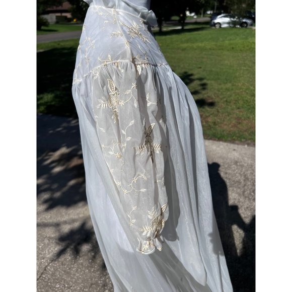 1950s Vanity Fair Peignoir Negligee Size 38 Cream Lace Chiffon Tricot - Picture 4 of 8